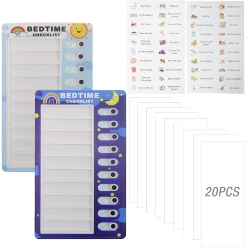 CHSEROK To do List Bambini, 2 Pezzi Routine Bambini Giornaliera, ABS Agenda Giornaliera Routine Bambini, con 20 Schede Vuote Intercambiabili, per la Pianificazione dello Studio, la Programmazione