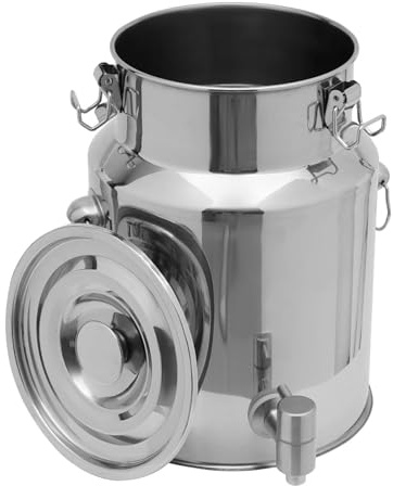 Seau INOX 5l/10l Alimentaire,Bidon Alimentaire avec Robinet Pot À Lait INOX avec Couvercle Pots À Lait Réservoir Scellé en Acier Inoxydable,Capacity-14L
