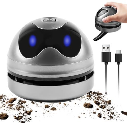 SPORWAY Mini aspirapolvere da tavolo, piccolo aspirapolvere a mano USB, ricaricabile ad alta potenza di aspirazione, pulitore elettrico per PC, ventola di polvere per tastiera, desktop, divano (grigio