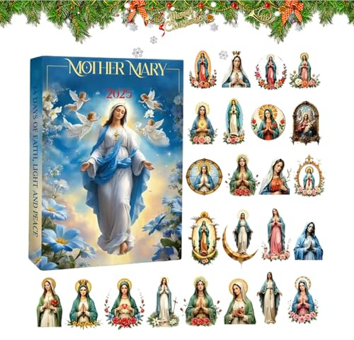 Weihnachts-Countdown-Kalender – Maria des Advents 2025, Maria Baumdekoration, 2D Acryl Weihnachtsdekoration, 2025 -Anhänger-Set, heiraten, dekorativ