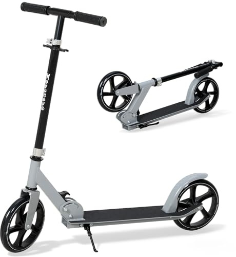 Novonova 200mm LED Big Wheel Scooter - Klappbarer Roller Kinder & Jugendliche im Alter 9-14 (125-175cm), 3 Höhenverstellbarer Cityroller mit Federung & Doppelbremse, Tretroller bis 100kg D005B