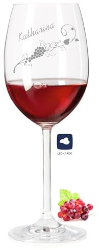 laser-diele Leonardo Weinglas mit Gravur als Geburtstagsgeschenk – Personalisiertes Weinglas - Geschenke für Frauen – Muttertagsgeschenk – Rotwein (Weinranke)