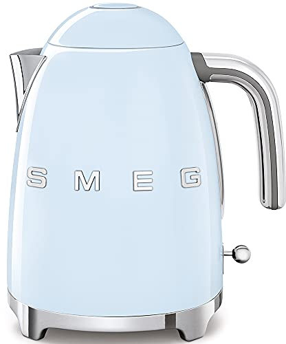 Smeg KLF03PBUS 50's Retro Style Aesthetic Electric Kettle with Embossed Logo, Pastel Blue, 9 Cup