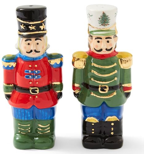 Spode Nutcracker Salt and Pepper Set, Earthenware, Green