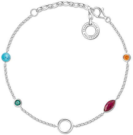 Thomas Sabo Damen-Charm-Armband Farbige Steine 925er Sterlingsilber X0274-965-7-L19v