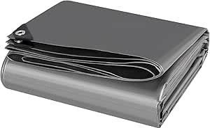 Laneetal Bâche de Protection en Polyéthylène 4x5m 280g/m² PE Bâche Imperméable Ultra Lourde et Résistante Revêtue des Deux côtés avec Oeillets en Aluminium Couverture Étanche pour Jardin,Grau