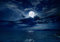wandmotiv24 Fototapete Nächtlichter Himmel Vollmond Meer Sterne, XL 350 x 245 cm - 7 Teile, Wanddeko, Wandbild, Wandtapete, M4866