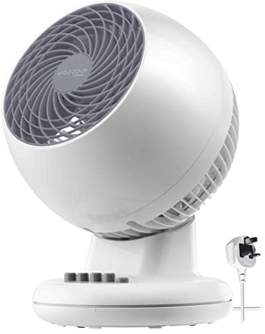 Iris Ohyama Woozoo Table Fan, 13㎡, Desk Fan, White, 3 Speeds, Oscillation, Vertical Tilt, Silent, Quiet, For Bedroom, Living Room, Kitchen, Air Circulator, Small, Cooling, Powerful, PCF-M15