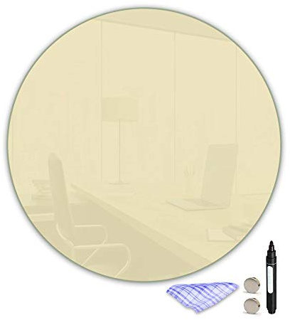 DekoGlas Magnettafel 'Beige' aus Glas Ø40cm, Memoboard inkl. Stift, Tuch & Magnet, Metall-Pinnwand für Küche & Büro