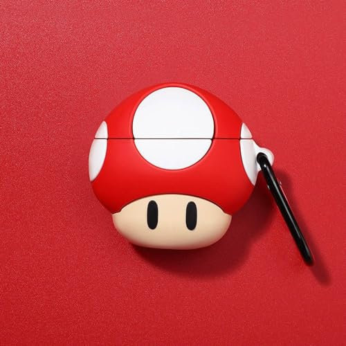 ZOEAST(TM) AirPods Schutzhülle, dick, weich, tragbar, stoßfest, Silikon, kompatibel mit Apple AirPods Kopfhörer 2 & 1 Wireless Charging Case Mushroom