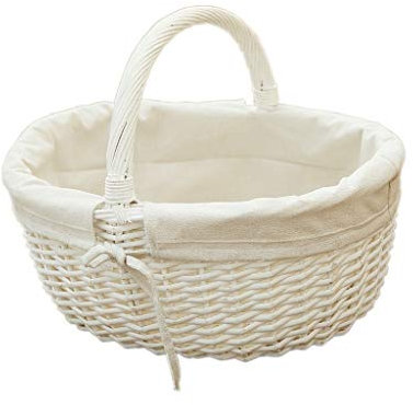 ZHANGXIAO Paniers À Œufs, avec Coton Doublure Osier Blanc Panier Tissé pour Pique-Nique Fleur Fruit Pain Stockage Alimentaire (Taille : 26×19×13/20cm)