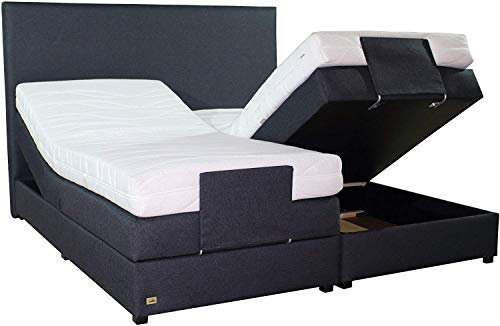 PAARA Boxspringbett mit Bettkasten Kopfverstellung Antirutsch-Matten Taschenfederkern Matratze Kaltschaum Topper Komplettset - Jedes Bett EIN Unikat - Made in Germany (140 x 200 cm)
