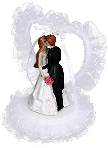 Amosfun Hochzeit Kuchen Figur Herz Geformte Spitze Kuchen Topper Wedding Hochzeit Trauung Valentinstag Hochzeitstorte Cake Topper Braut Bräutigam Cupcake Figuren