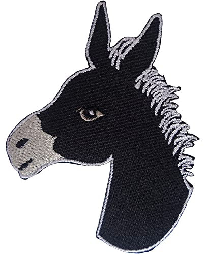 ELLU Esel Aufnäher Bügeleisen Aufnähen Kleidung Tasche Tier Gesticktes Abzeichen Basteln Stickerei