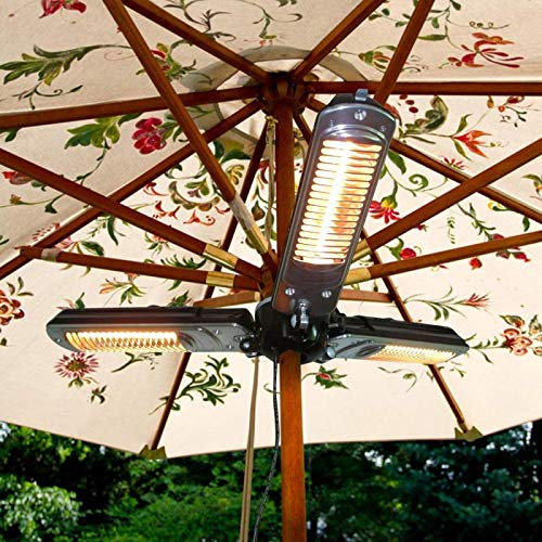 SPFTOY Free Standing Electric Patio Heater, Ip34 Waterproof Level Outdoor Patio Parasol Heater Overheat Protection With 3 Heating Panels for Pergola or Gazabo