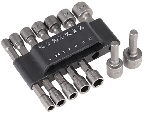 dowskwx 14 Stücke Stecknuss Nüsse Set Adapter 1/4'' Nuss Bits Bithalter für Akkuschrauber Bohrmaschinen Außensechskant