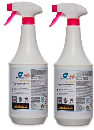 KaiserRein Grillreiniger Gewerbe Profi Grill-, & Backofenreiniger Spray 2x1L Extra starker Fettlöser für Grill und Ofen I Grillrost Reiniger für Gasgrill I Backofen Reiniger