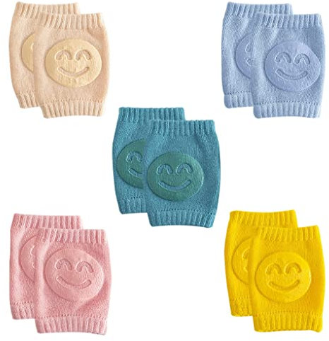 ACMEDE Knieschoner Baby Krabbeln, 5 Paar Baby Knieschoner Krabbelhilfe mit Gummi Anti-Rutsch elastische knieschoner Baby Krabbelknieschützer Beinwärmer für 0-3 Jahre Babys