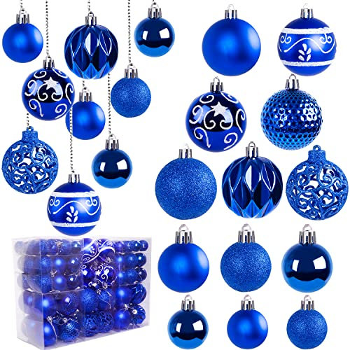 Ywlake Bruchfeste Weihnachtskugel Ornamente Set, 100-pcs Weihnachtsbaum Dekorationen, für Neujahrsparty Hochzeit Feiertag Weihnachtsdekoration (blau)