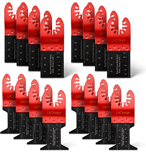 Litorange 16 Pcs 35mm 1-3/8 & 45mm 1-3/4 Soft Metal Wood Cutter Saw Blades Oscillating Multi Tool, Professional Universal Oscillating Saw Blades for Wood, Plaster, Plastic, Plastic Pipes Etc
