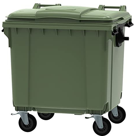 ESE Poubelle Conteneur à déchets 1100L Vert + Couvercle vert