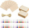 94PCS Holz Blanko Lesezeichen, BetterJonny 45 Stücke Lesezeichen aus Holz mit 48 Bunten Quasten 13m Seile Rechteck Leeres Lesezeichen mit Löchern für DIY Lesezeichen Handwerk Geschenke Tag, 6,3x8,9 cm