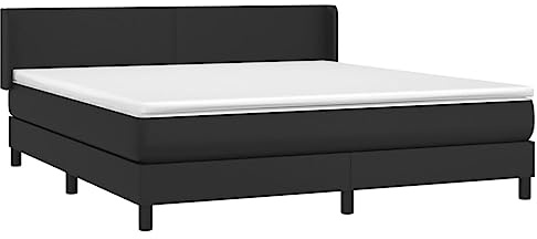 vidaXL Boxspringbett mit Matratze Schwarz 160x200 cm Kunstleder