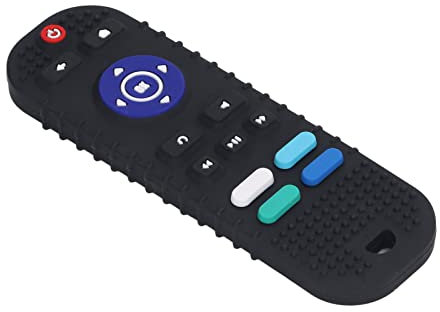 Elprico Jouets de Dentition pour bébé, Simulation en Silicone Doux bébé TV télécommande télécommande bébé Jouet à mâcher pour Tout-Petits garçons Filles(Le Noir)