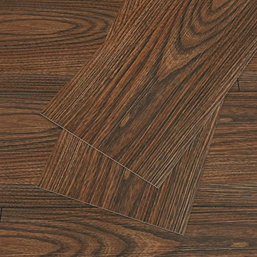 VEELIKE Pavimento PVC Adesivo Effetto Legno Marrone Piastrelle Adesive Pavimento Bagno Impermeabile Pavimento in PVC Effetto Legno Vintage Mattonelle Adesive Cucina Pavimento Garage 90cmx15cm 12 Pezzi