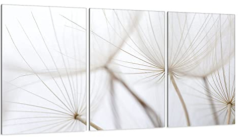 Herdabdeckplatten 3-Teilig 90x52 cm Ceranfeldabdeckung Küche Elektroherd Induktion Herdschutz Spritzschutz Glasplatte Schneidebrett aus Gehärtetem Glas, Löwenzahn Beige