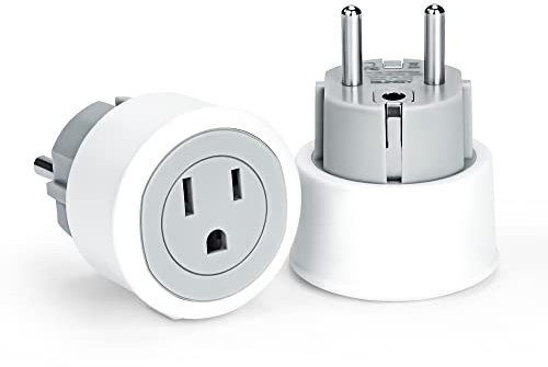 Adattatore Presa Americana Adattatore da Viaggio USA verso Europa Presa Schuko Adattatore USA 3 Pin a 2 Pin per Germania Francia Spagna Europa Tipo E/F 2 Pezzi