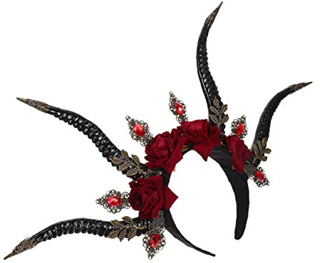 Beatifufu Stirnband Aus Teufelshorn Haarreif Aus Teufelshorn Halloween-stirnband Foto-requisiten Aus Schwarzem Cosplay- Hörner Krone Plastik Fräulein