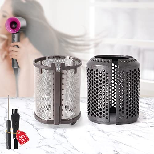 Filtro asciugacapelli migliorato di ricambio per Dyson Supersonic, filtro interno + filtro esterno compatibile con HD01 HD03 HD08 accessori di riparazione (grigio metallico)