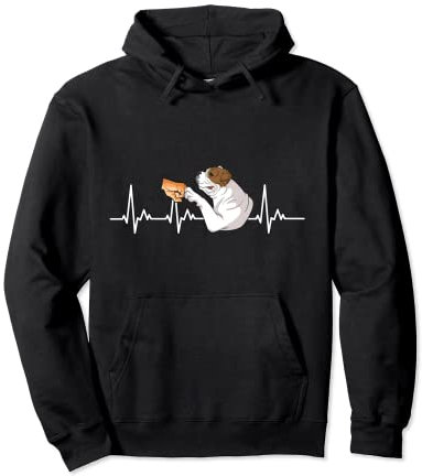 American Bulldog Herzschlag Mensch Hund Pullover Hoodie