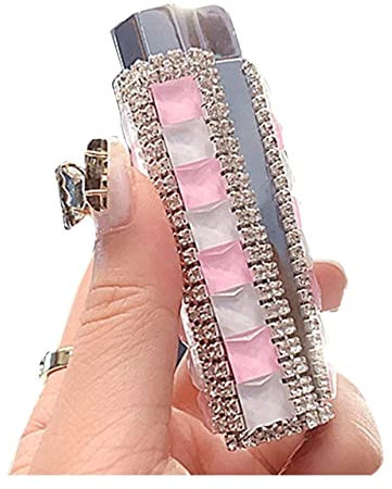 Winddichtes Feuerzeug, aufblasbare Feuerzeuge, Jet-Flammen-Feuerzeuge, for Männer und Frauen (Color : White and pink)