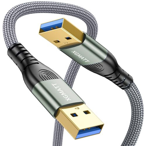 XGMATT USB 3.0 Cable 1M,5Gbps High Speed Transfer USB to USB Cable USB 3.0 A to A Data Cable Braided Compatible with External Hard Drive/Laptop Cooling Pad/Docking Station/PC/TV/DVD/Printer,Grey