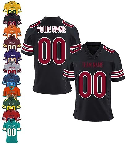 American Football Trikot Personalisiert Trikot mit Namen Logo Herren Sporthemden Personalisierte Schnelltrocknend Atmungsaktiv T-Shirt für Dammen Kinder Jungen, S-7XL, A10