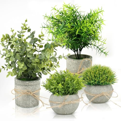 INSANYJ Artificial Plants Indoor Outdoor, 3 Packs Fake Plastic Faux Plants With Pots for Home Decor, Wedding, Party, Garden, Bathroom Wall Decoration