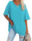TIMEMEAN Chemise Femme Col V à Carreaux Bleu - Top Grossesse - Blouse Épaule - Crop Top Rouge - Chemise Cintrée - Hawaii Shirt - Crochet