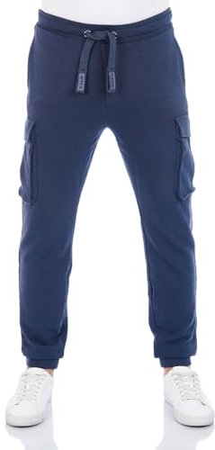 riverso Cargo Jogginghose Herren Baumwolle lang Regular Fit RIVLoris Cargohose Sporthose Trainingshose Freizeithose Taschen Blau XXL, Größe:XXL, Farbe:Navy