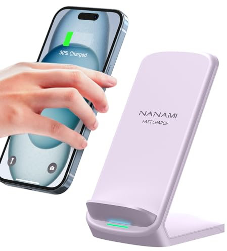 NANAMI Fast Wireless Charger, 10W Induktive Ladestation für Samsung Galaxy S25/S24/S23/S22/S22+/S21/S20/S10/S10+/S9/S8/S7 Note 20/10, 7.5W für iPhone 16/15/14/13/12/11/SE 2/X/XS/XR/8 Google Pixel LG