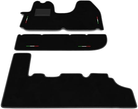 Fußmatten kompatibel mit Opel Vivaro – 9-Sitzer 2001-2014, Stickerei Italien Flagge, maßgeschneidertes Auto-Fußmatten-Set, Teppich Set