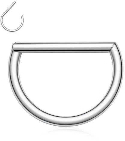 Gerader Stab Nasenring Silber Septum Schmuck 16G Septum Clicker Ring Daith Ohrringe Chirurgenstahl Halbkreis Rook Conch Helix Hoop Earring Higned Segment Tragus Cartilage Conch Schmuck 10mm