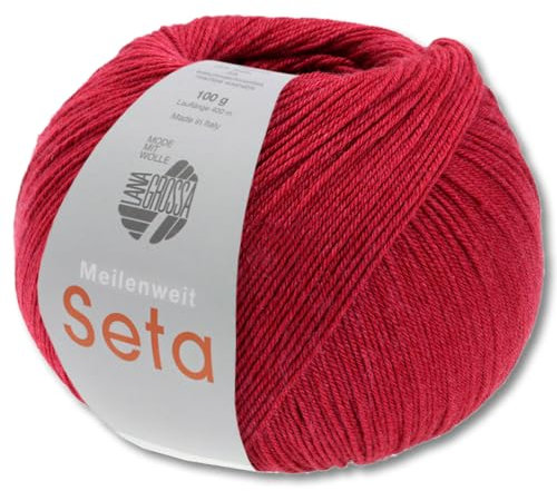 Frida's Wollhaus Lana Grossa 100 g Meilenweit 100 Seta Sockenwolle Merino Seide Garn 31 Farben (11 | Dunkelrot)