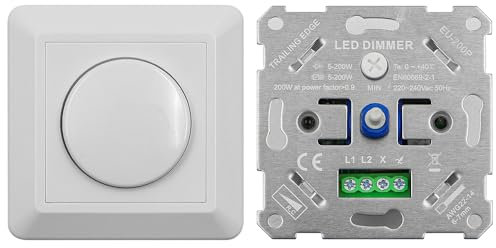 DollaTek AC220-240V LED Dimmer Switch Flush-Mounted for 10-300W Dimmable LED Bulbs/Bulbs/Halogen.