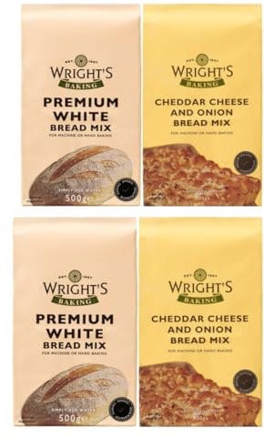 Wright's selection 2 pack | Premium White Bread Mix And cheddar and onion bread mix | Simply Add Oil and Water | For Machine or Hand Baking | Suitable for Vegetarians