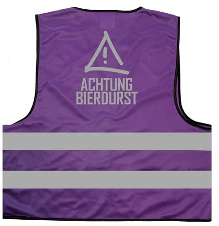 Achtung Bierdurst Warnweste BZW. Signalweste mit reflektierendem Aufdruck - Größe L/XL, Lila