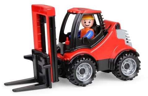 Lena 01627 - Truckies Gabelstapler, stabiles Kinderfahrzeug ca. 22 cm lang, für Kinder ab 2 Jahre, Robustes Fahrzeug für Sandkasten, Strand und Kinderzimmer