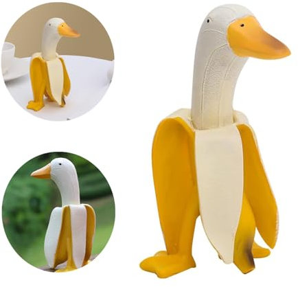 Elegance-go Bananen Ente Statue,Bananenenten Skulptur Garten Kreative Bananenente Enten-Gartendekoration Nette Bananenente Lustige Gartenfiguren für Desktop Garten Haus Dekoration