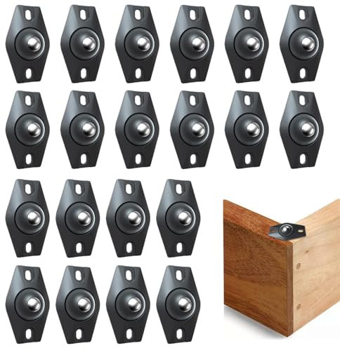 20 Stück Kugelrollen, Mini Rollen Kugelrollen Selbstklebend 360° Möbelrollen klein, Kugelrollen für möbel, Mini-Universalrollen für Abfalleimer, Mülltonnen, Küchenutensilien, Kleinmöbelrollen(Schwarz)